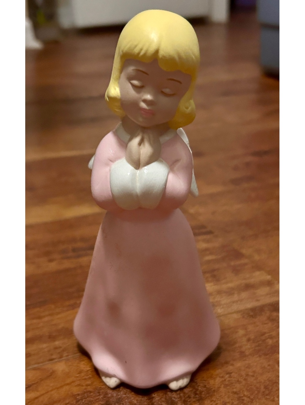 Vintage Holt Howard Ceramic Praying Angel Figurine Pink Dress